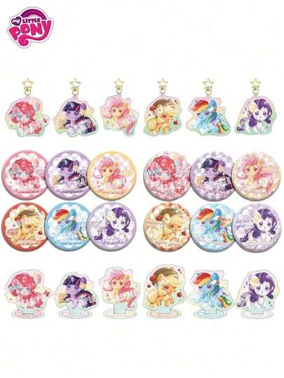 MY LITTLE PONY 4pcs Rainbow Laser Plaque Star Buckle Double Flash Badge Acrylic Periphery, Ideal For Schools And Offices, Perfect Gift For Young People During Birthdays, Christmas, And Back To School Seasons, Suitable For Birthday Celebrations, Ideal Friend Gifts, Commemorative Gifts Gifts, Decorations, Home Decor,Valentines Gifts
