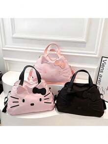 SANRIO 1 chiếc túi du lịch cỡ nhỏ thời trang, dung tích lớn, xách tay tiện dụng, túi công tác, túi đeo vai thường ngày, túi xách hoạt hình dành cho nữ, có màu hồng và đen dễ thương, phù hợp cho công tác, thể thao & tập luyện, đựng hành lý, có thiết kế dây đeo tiện lợi khi di chuyển. - Nhiều màu - Xem 2