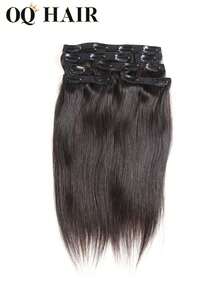 OQ 7 pcs Rambut Manusia Asli 100% Lurus, Panjang 14-22 Inci, Warna Hitam Alami, Tanpa Perlakuan Kimia, Tidak Rontok, Mudah dan Cepat Dipasang, Cocok untuk Pemula - S1 - View 3