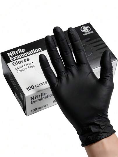 100/50-Piece Pack Of Premium Black Nitrile Gloves, Suitable For Cleaning, Kitchen Cleaning, Nail Care, Hairdressing, Painting, And Housework. Non-Slip Texture. Suitable For Outdoor Use, Kitchens, Living Rooms, Bedrooms, Valentine's Day, Easter, Thanksgiving, Mother's Day, Father's Day, Kitchens, Distribution, Cups, Plates, Trays, Murals, Wall Painting, Photo Painting, Cleaning, Candles, And Holiday Decorations (Bagged).