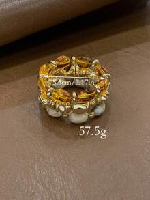 Bộ 3 vòng tay hạt acrylic nhiều lớp dày dặn phong cách Boho cổ điển, vòng tay mặt dây chuyền vàng dành cho nữ và các cặp đôi, sang trọng cao cấp cho tiệc tùng và đeo hàng ngày. - Nhiều màu V - Xem 3