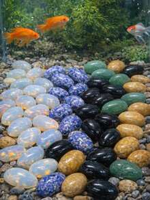 5/10/20 件天然宝石蛋形石套装 – 黑色、绿色东陵玉、黄色翡翠、蓝点、乳白色迷你水晶 – 疗愈、便携宝石和冥想礼品 - 彩色 - 查看 4