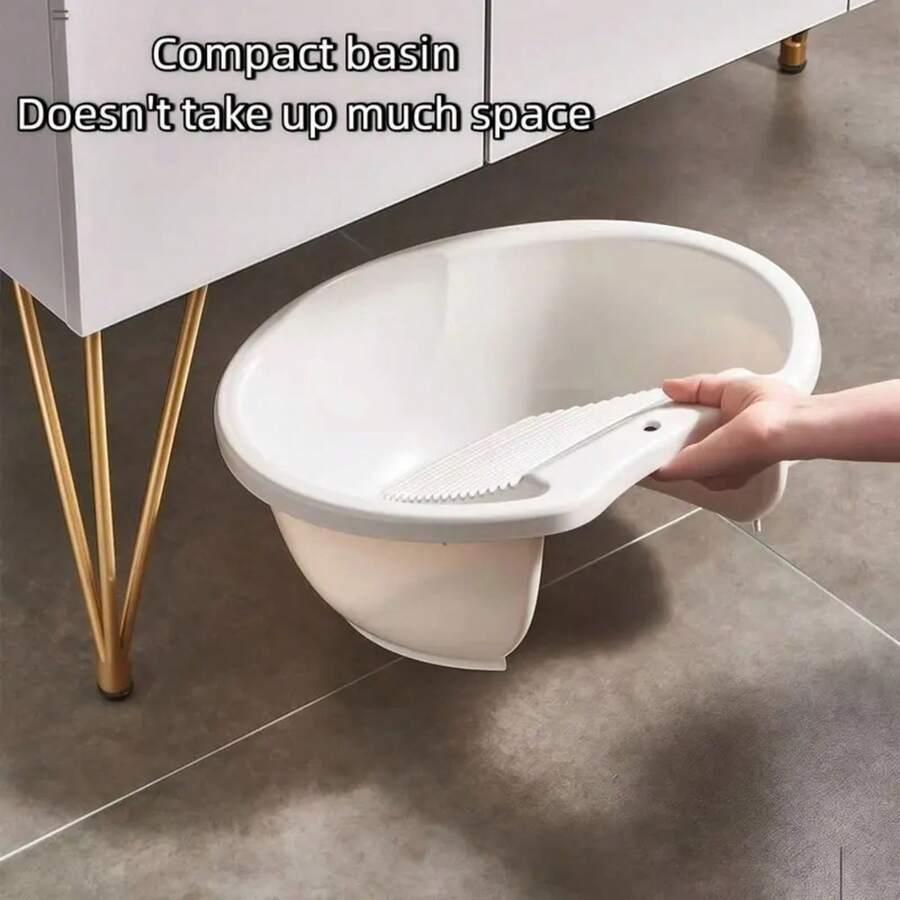 Lavabo de plástico antideslizante 2 en 1, lavabo de limpieza de ropa interior, práctico y ligero, para lavarse las manos y la ropa - verde - Ver 1