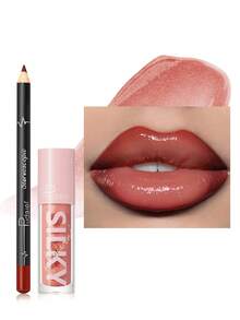 Pudaier 二合一唇部套装：滋养唇线笔和唇彩 | 防水持久，勾勒唇形，通用色号 | 理想的情人节礼物 - 09+03 - 查看 4