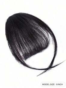 6-Inch Synthetic Hairpin Bangs Brown Invisible Front Bangs Clip Air Bangs Natural Black Wig Girl Bangs - Black - View 2