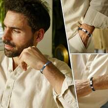 Natural Obsidian Bracelet For Men - Unleash Masculine Energy, Healing Bracelet, Inspirational Jewelry Gift - Multicolor - View 5