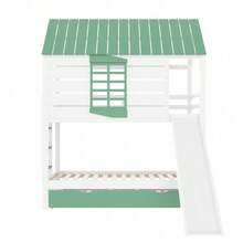 Kids Bed Frames, Headboards & Footboards - White+Green + MDF + Pine + Plywood + 90cm*200cm-1 - View 11