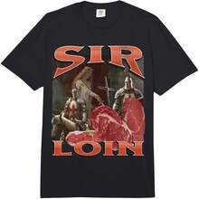 Sir Loin Funny Offens Knight Pun Meme Bootleg Graphic  Adult Heavyweight T-Shirt All Seasons,220g Pure Cotton Single-Sided Printed Crew Neck Short-Sleeved T-Shirt,Unisex Top,Base Layer - Màu 6 - Xem 1
