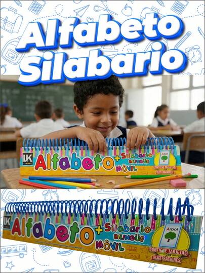 Alfabeto Silabario Móvil Bilingüe Grande 33cm Pronunciación y Escritura