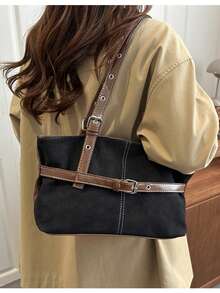 Chic Commuter Underarm Bag, 2025 New Fashion Large Capacity Shoulder Bag, Versatile Tote Bag For Autumn/Winter - Black - View 2