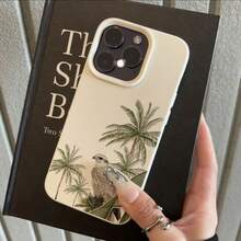 Ốp lưng điện thoại phong cách Trung Đông, chất liệu TPU, thời trang, họa tiết cây dừa tươi mát và chim thanh lịch, tương thích với iPhone 17 Pro Max/17/16 Pro Max/15/13/12/11, S20 FE/A15/S24/A55, Note 11/12/13 Pro, bảo vệ toàn diện chống rơi vỡ, mềm mại, quà tặng mùa xuân và sinh nhật, phiên bản quốc tế, không phải phiên bản nội địa. - trắng - Xem 2