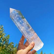 1pc Crystal Clear White Crystal Point, Polished Stone, Fragrance-Free Solid Home Decor Stone, Suitable For Valentine's Day/Anniversary - White - View 6