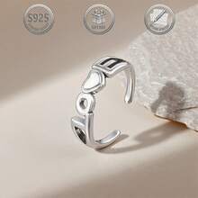 一套简约可爱个性化925银刻字心形脚趾戒指，适合日常、派对、节日、约会、送礼。 - 銀色 - 查看 2