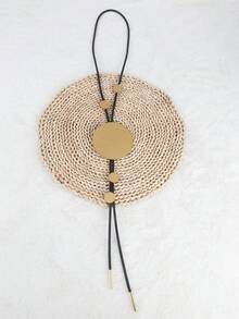 MARLIWOO 1pc Handmade Y-Shaped Bohemian Fashion Accessory, Vintage Round Geometric Jewelry Necklace, Casual Daily Wear - Golden - View 4