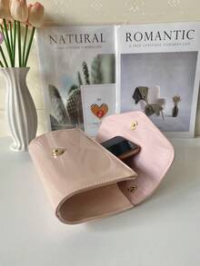 2025 New Fashion Silver Metal Evening Bag, Women's PU Leather Shiny Mirror Flap Clutch, Elegant Party Shoulder Bag With Chain Wallet - Baby Pink - View 8