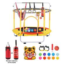 60 Inch Children's Trampoline With Fence, Equipped With Basketball Hoop And Net, Suitable For Both Indoor And Outdoor Occasions - Christmas Day Gift Special Baby Shower Gifts For Guest - Màu vàng - Xem 1
