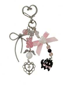 1 PC Y2K Millennium Style Butterfly Bag Charm, Personalized Phone Chain, Teddy Bear Cross Bead Ornament, Keychain - The Perfect Gift - Multicolor - View 4