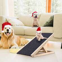 LMstarz Rampa per animali domestici | Scale per cani | Regolabile in altezza 30-60 cm con imbottitura antiscivolo, rampa sicura e pieghevole per animali domestici, portata massima 150 kg. Adatta per casa, auto, camper, divano e letto. - Castano - Visualizzare 9