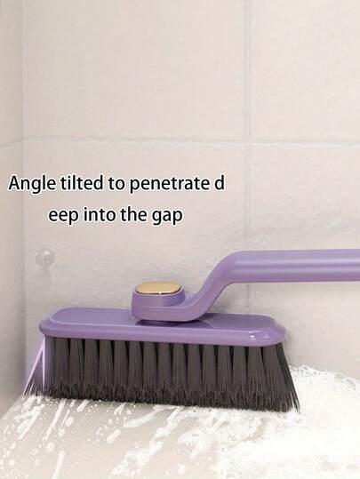 1 pieza Cepillo de limpieza multifuncional de 3 en 1 de unicolor simple, de material plástico, con cabezal giratorio, reutilizable, limpieza libre de rincones muertos a 360°, cepillo portátil para ranuras para baño, cocina, azulejos, paredes, pisos, ventanas, ideal para la limpieza de otoño e invierno, regalo práctico para Año Nuevo