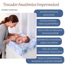 Trocador De Fraldas Anatômico Impermeável Menino Menina para Cômoda e Berço 01 Peça - NUVEM AZUL - Visão 3