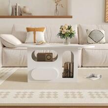 Coffee Table With Drawers, Cloud-Shaped Coffee Table With Open Storage Compartments, High-Quality Materials. 97 X 45 X 43.5 Cm - White - View 6
