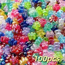 100pcs 4X7mm Acrylic Shiny Flower Beads AB Color Spacer Beads For Jewelry Making Bracelets, Necklaces DIY Keychain Pendants Accessories - Flower - View 19