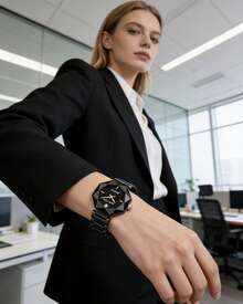 Anne Klein 女士石英表，玫瑰金不锈钢网状表带，优雅女士礼物，防水腕表 - 黑白金 - 查看 6