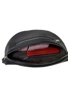 Fashionable Minimalist Soft Leather Crossbody Shoulder Bag - Black - View 5