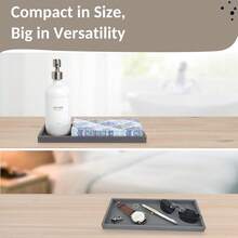 Silicone Tray Organizer Plate, Bathroom Vanity Tray, Convenient Storage Plate - Pure Black Style - View 3