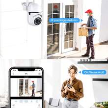 1pc 1080P Full HD 360° Panoramic Wireless WiFi Smart Security Camera, Dual-Way Audio, Pan/Tilt/Zoom, Night Vision, Motion Tracking, Suitable For Elderly Care, Pet Monitoring, Construction, Indoor/Outdoor Use - White - View 8