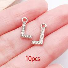 10/26pcs Rhinestones A-Z Alphabet Letter Charms Glitter Crystal Letter Beads For DIY Bracelet Necklace Earrings Choker Craft - Silver - View 24