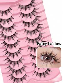 Asiteo 9 Pairs Clear Band Natural Look Manga Lashes Fairy Comic Style Wispy Soft Faux Mink Lashes Natural Makeup,Suitable For Daily Makeup, Beauty Blogger Makeup Strip Lashes,Lashes,Fake Lashes Eid Gifts - Spiky Manga Lashes - View 4