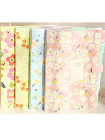 6 piezas Carpetas expandibles tamaño A4, adecuadas para trabajadores de oficina/estudiantes, bolsillos tipo acordeón, diseño floral hermoso