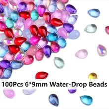 100 piezas de cuentas sueltas de forma de gota de vidrio de 6*9mm para hacer collares, aretes y manualidades de joyería - 100 gotas de agua transparentes, cada una de 6*9 mm de tamaño - Ver 2