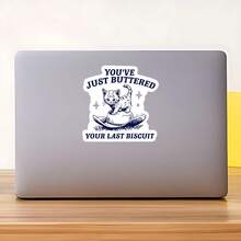 1 pieza Pegatina de gato vaquero, Ya has untado tu última galleta Calcomanía para portátil, Amenaza linda de gato de vinilo, Regalo de gatito engreído, Pegatina resistente al agua para botellas, Calcomanía de gato con sombrero de vaquero para taza, Vinilo sarcástico de para cuaderno, Regalo perfecto para amantes de los gatos, Pegatina de gato divertida para coche, Accesorio de portátil lindo de fácil aplicación - S1851 - Ver 9