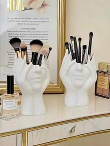 1个ABS塑料创意化妆刷架 - 独特的人体彩绘设计化妆刷支架，桌面化妆刷收纳架，防滑，桌面装饰，便携，适合桌面或浴室化妆品收纳，时尚设计 - 彩色 - 查看 4