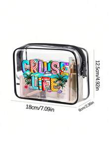 Przezroczysta torba podróżna z zamkiem błyskawicznym - z nadrukiem "cruise Life", torba do jogi, modna przezroczysta torba do przechowywania, lekki organizer z zamknięciem na zamek błyskawiczny, kompaktowa torebka dla miłośników robótek na drutach, kosmetyczka podróżna z zamkiem błyskawicznym, przezroczysta kosmetyczka i kosmetyczka dla mężczyzn/kobiet, na siłownię, na lotnisko, na plażę, w podróż, na zakupy, do codziennych dojazdów - przenośna kosmetyczka z łatwą identyfikacją, do przechowywania przedmiotów osobistych, w swobodnym stylu, zapięcie na zamek błyskawiczny - Wielokolorowe - Zobacz 10