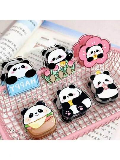 1pc Random Acrylic Panda Shaped Double-Sided Clips, Cute Cartoon Memo Clips, High-Quality Snack Sealing Clips, Note Clips, Photo Clips, Decorative Gifts, Stationery Clips, Receipt Clips