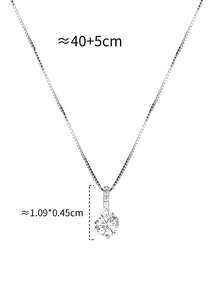 1 Peça Colar minimalista com pingente redondo em prata de lei S925, adornado com cristais brilhantes, ideal para meninas e mulheres, presente de formatura/aniversário para melhores amigas, acessório para uso diário. - redondo - Visão 11