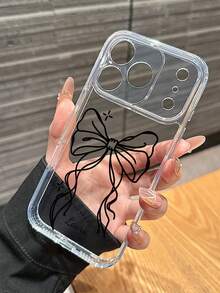 حافظة هاتف ذكي شفافة مخصصة بنمط الفيونكة والتوقيع الشخصي، متوافقة مع موديلات 11/12/13/14/15/16 Pro/16 Pro Max/16 Plus/17/Air/17 Pro/17 Pro Max S25/S25 Ultra/S25 Plus/S25 Edge/ Pixel 9 Pro XL، وهي مناسبة جدًا كهدايا تذكارية لعيد الحب - شفاف - مشاهدة 7