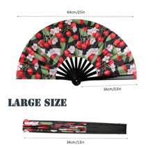 Abanico de mano plegable grande para hombres y mujeres abanico de Rave Popping para baile de línea abanico chino de Kung Fu Tai Chi abanico de mano  clásico plegable para baile - Cereza - Ver 1