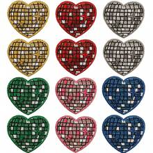 12pcs Disco Ball Heart Iron-On Patches - Vibrant Embroidered Appliques For Jeans, Hats, T-Shirts & Backpacks - Disco Planet - View 11