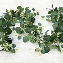 Doraeyun 4/6pcs Artificial Eucalyptus Vines, UV-Resistant, Faux Textured Foliage, Simulated Hanging Plants, Wedding Venue Garden Home Decor, Indoor Decoration, Outdoor Garden Decor, No Maintenance Required - Multicolor - View 4