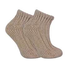 Sock Snob Sock Snob - Ladies Chunky Knit Winter Warm Ribbed Low Cut Wool Blend Ankle Boot Socks - Oat - View 1