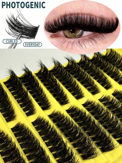 180PCS D Curl Fluffy Black Natural Look Individual Eyelashes For Beginner, Soft And Comfortable Lashes Extension, DIY At Home Fake Lashes Enlarge Your Eyes, Suitable For Daily Outings, Travel, Photography, Gatherings, Weddings, And Makeuplash Clusters,Eyelash Clusters,Individual Eyelashes