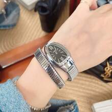 "Women's Silver Watch With Snake Bracelet – Sculptural Design + Sophisticated Gift Box" - 銀色 - 查看 2