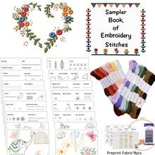 All-In-One Embroidery Practice Kit 9pcs Pre-Printed Canvas Set For Stitch Training & DIY Embroidery Book Making, Creative Sewing Kit With Stitch Book - B - View 12