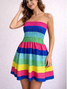 Colorful Printed Short Dress For Carnival And Summer  2026 - Nhiều màu - Xem 5