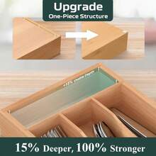 BEKVEM Small Silverware Organizer, Bamboo Kitchen Drawer Organizer, Utensil Holder, Cutlery Tray &Amp; Spoon Flatware Storage With Grooved Drawer Dividers - Màu A - Xem 4
