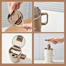 1个450/500毫升304不锈钢咖啡杯，带茶漏和折叠勺，双层保温，可盛装奶茶、咖啡、水，带手柄，防烫饮水杯，密封防漏，冷热水皆宜，适合学生和成人居家、学校、办公室、户外露营、野餐、旅行、返校等场合使用。 - 彩色 - 查看 22